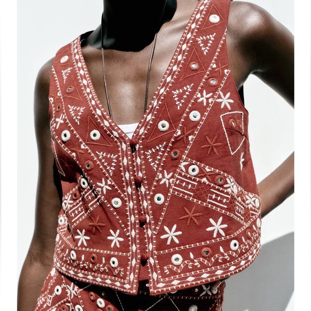 Zara Embroidered Mirror Vest